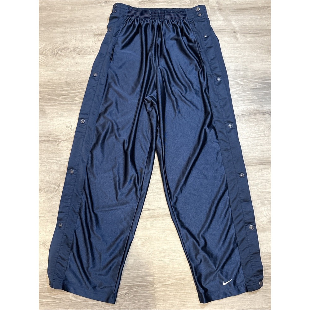 Vtg‎ 90s Nike Tear-away Pants L Athletic Full Snap Basketball Streetwear Blue